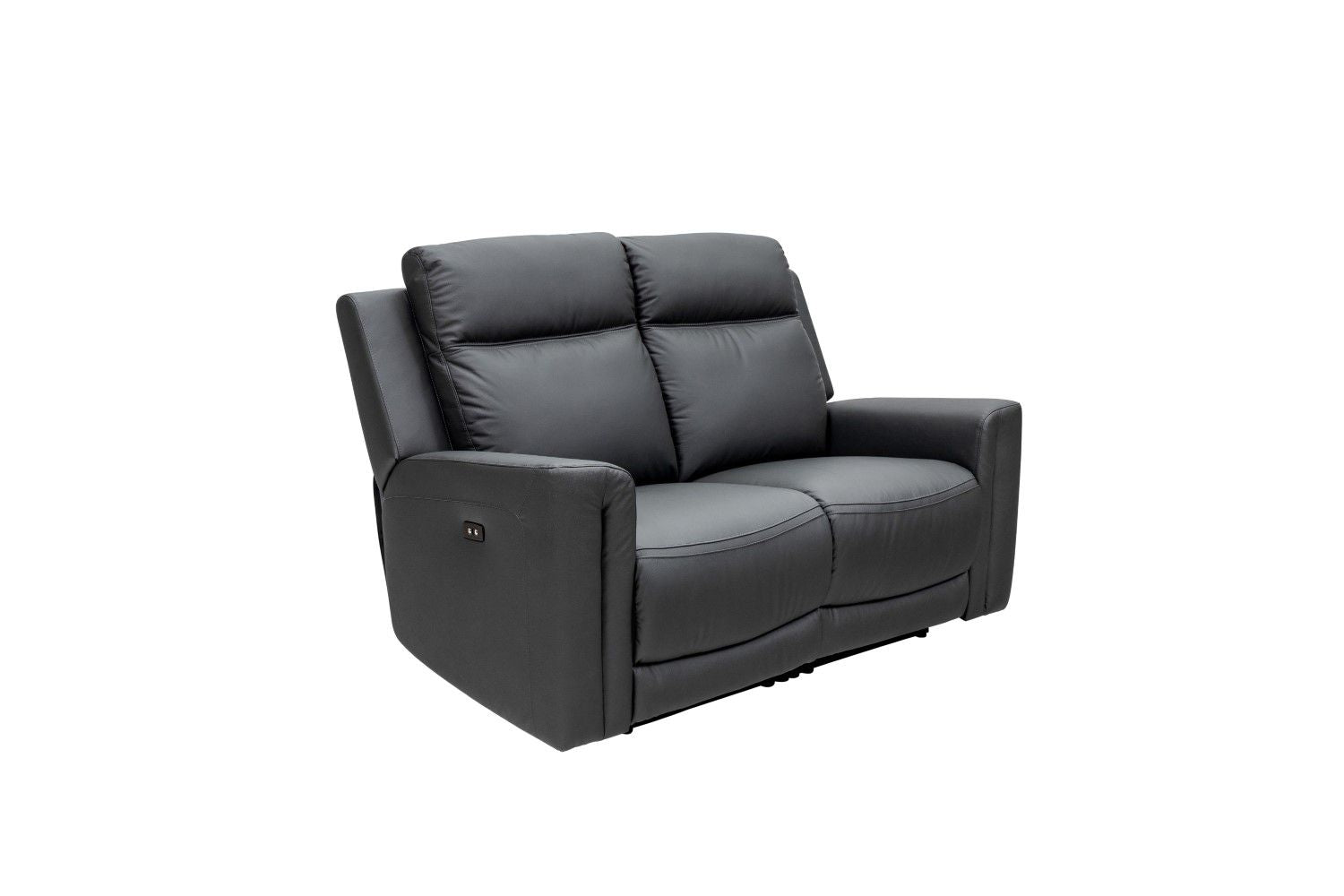 Hobart Leather Electric 2 Seater Recliner Charcoal