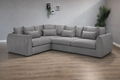 Marble Arch Grey Fabric Pillow Back Corner Sofa Left Hand Facing - Home Furniture Interiors
