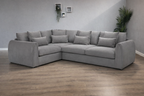 Marble Arch Grey Fabric Pillow Back Corner Sofa Left Hand Facing - Home Furniture Interiors