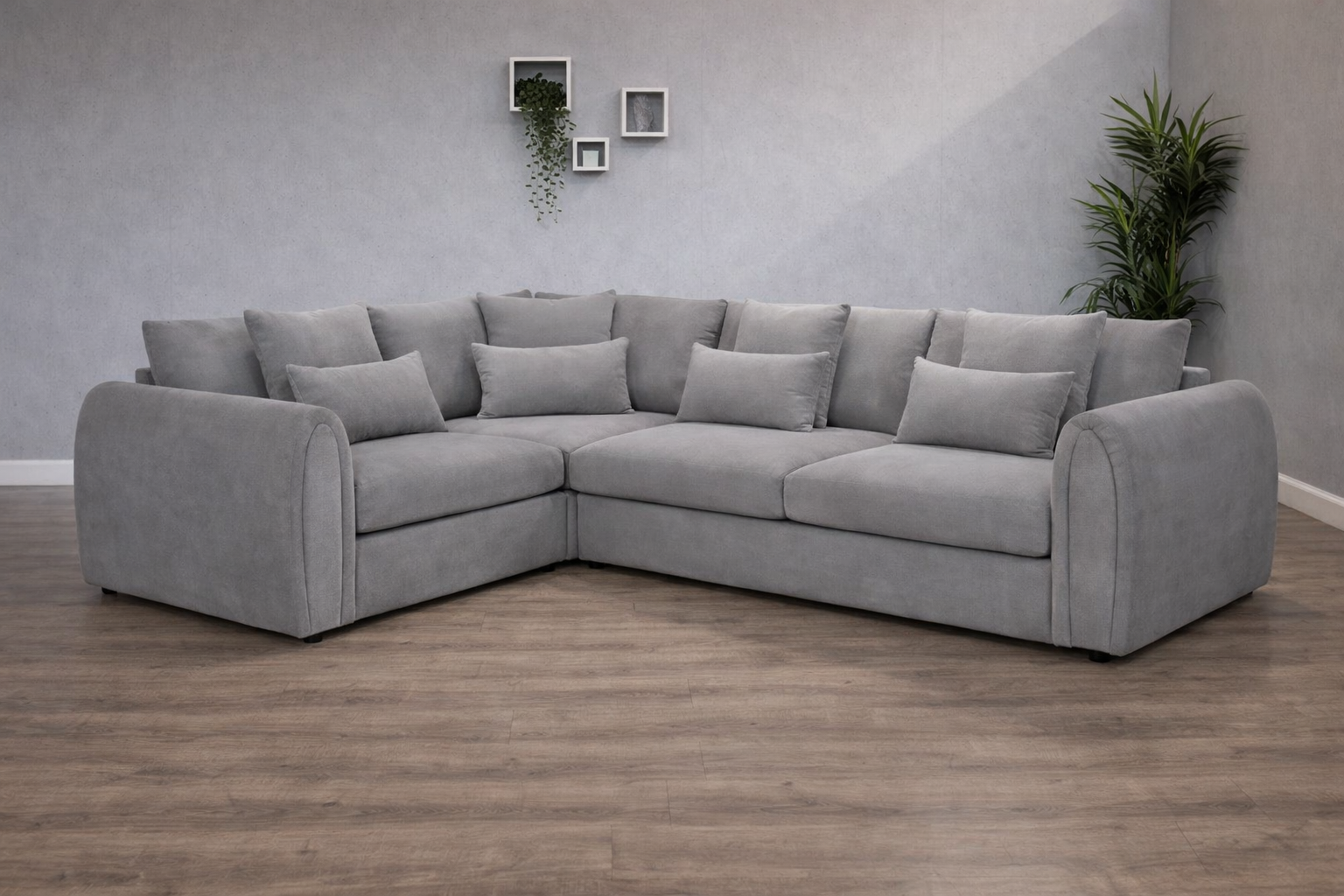 Marble Arch Grey Velvet Corner Group Sofa Right Hand Facing - Home Furniture Interiors