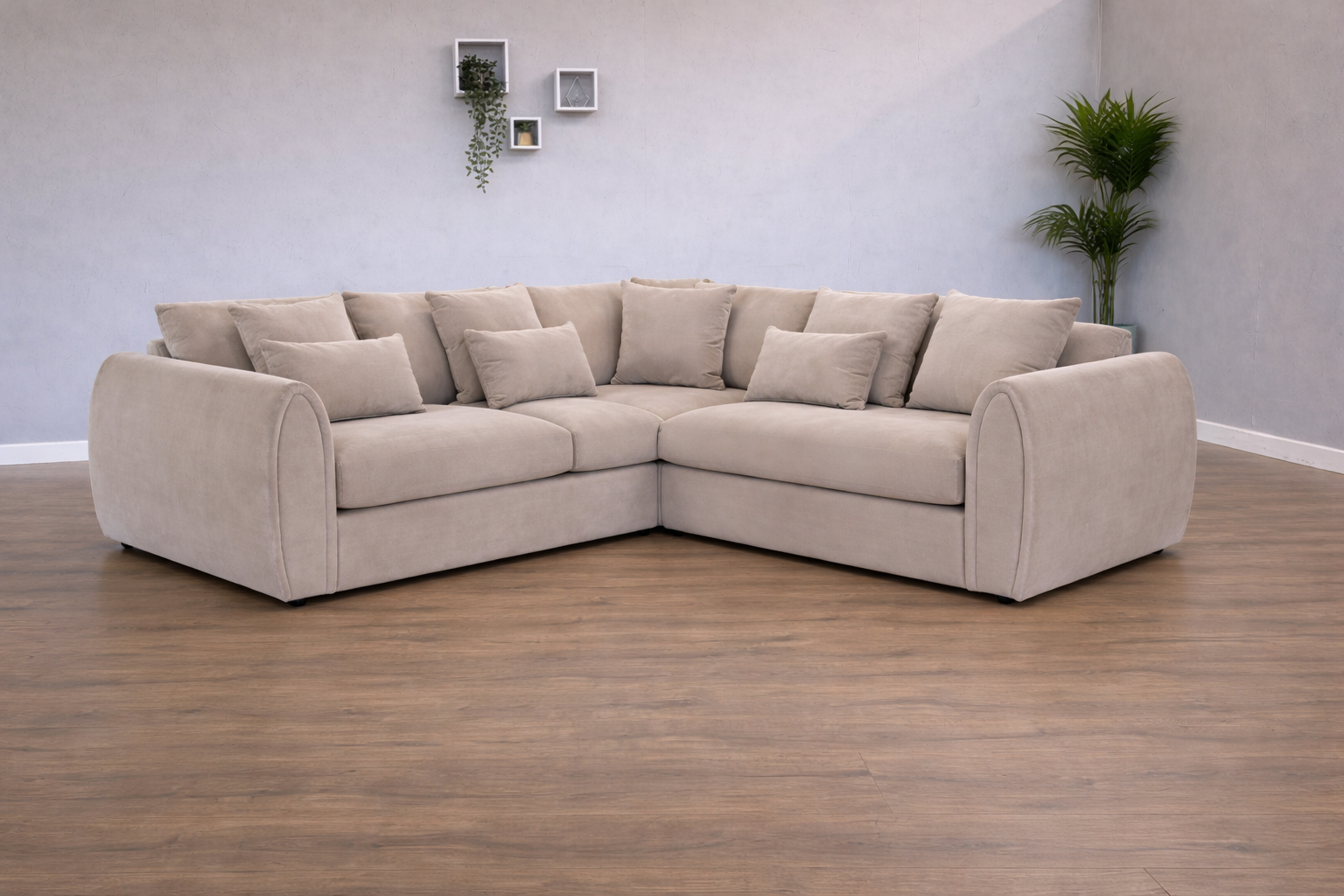 Marble Arch Mocha Velvet Large Corner Sofa Left Hand Facing - Home Furniture Interiors