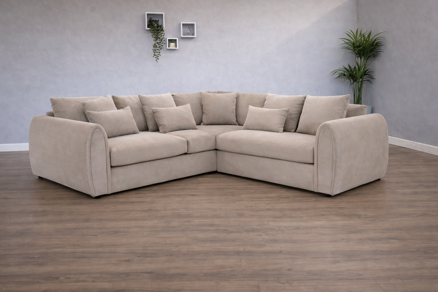 Marble Arch Mocha Chenille Fabric Right Hand Facing Corner Sofa - Home Furniture Interiors