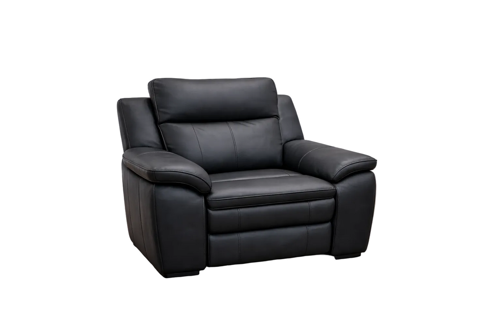 Boston Genuine Leather Electric Recliner Sofa Black Armchair - Home Furniture Interiors