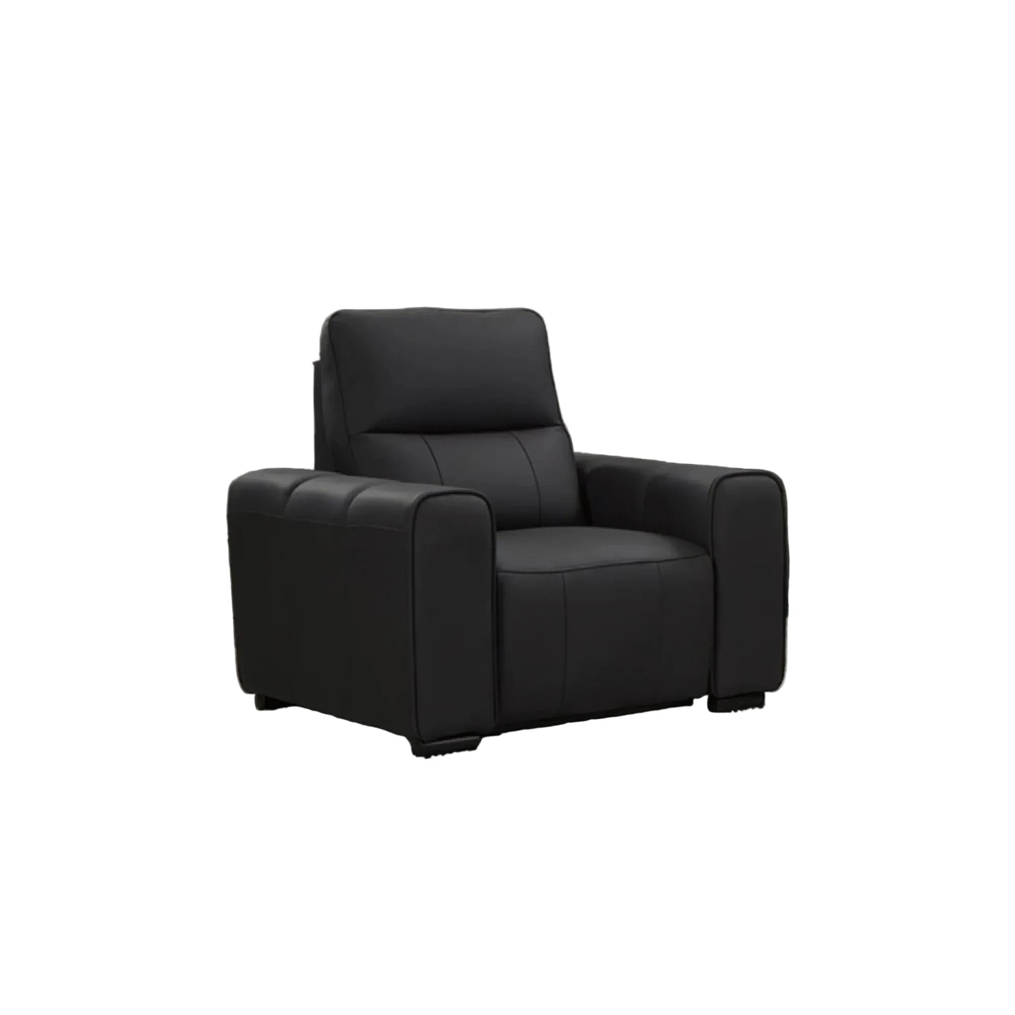 Bellagio Genuine Leather Electric Recliner Sofa Black Armchair - Home Furniture Interiors