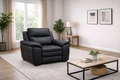Boston Genuine Leather Electric Recliner Sofa Black Armchair - Home Furniture Interiors