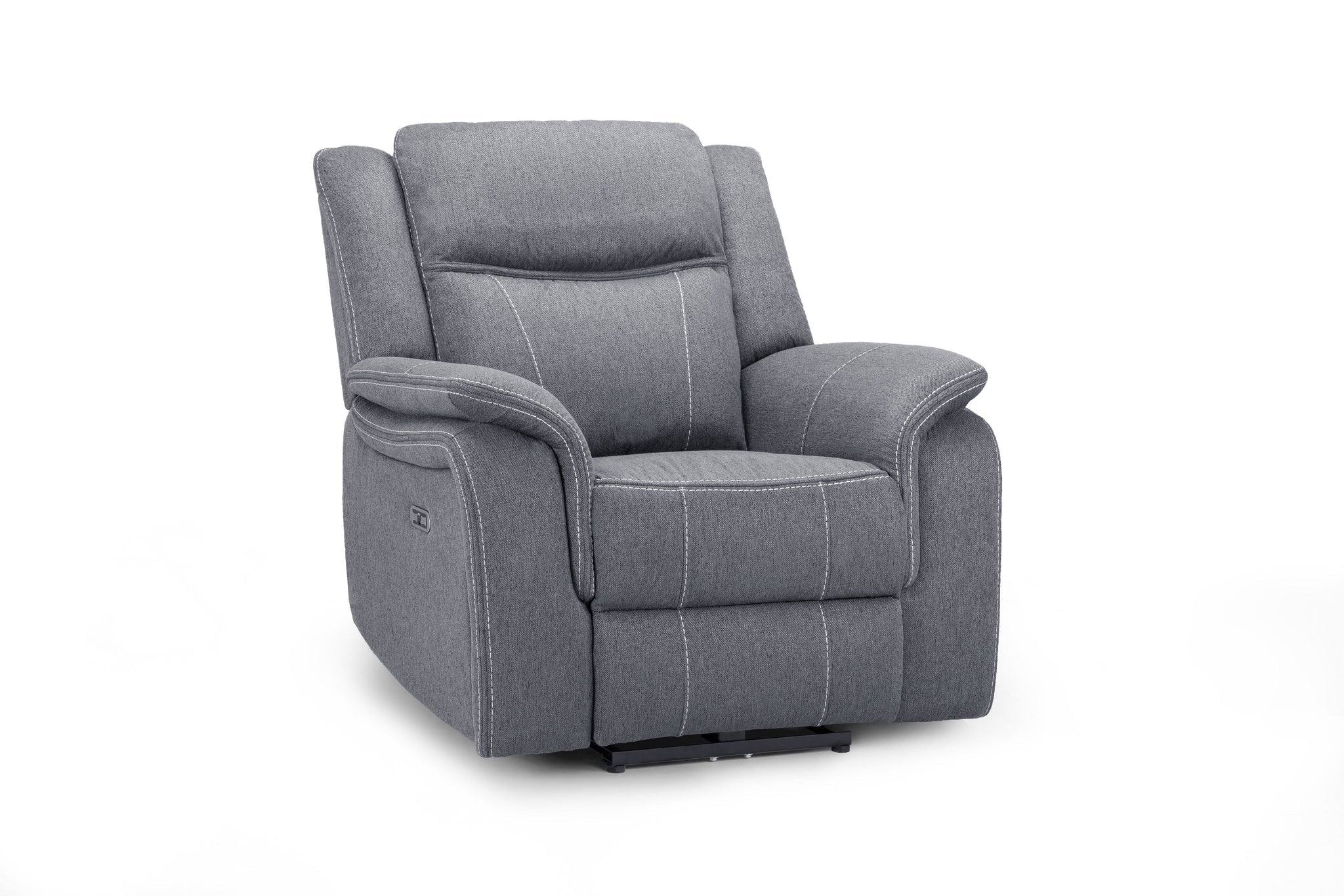 Galaxy Grey Fabric Electric Recliner Armchair with Armrest - Home Furniture Interiors