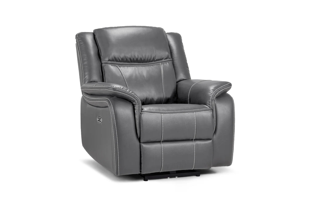 Galaxy Grey Leather Electric Recliner Armchair with Armrest - Home Furniture Interiors