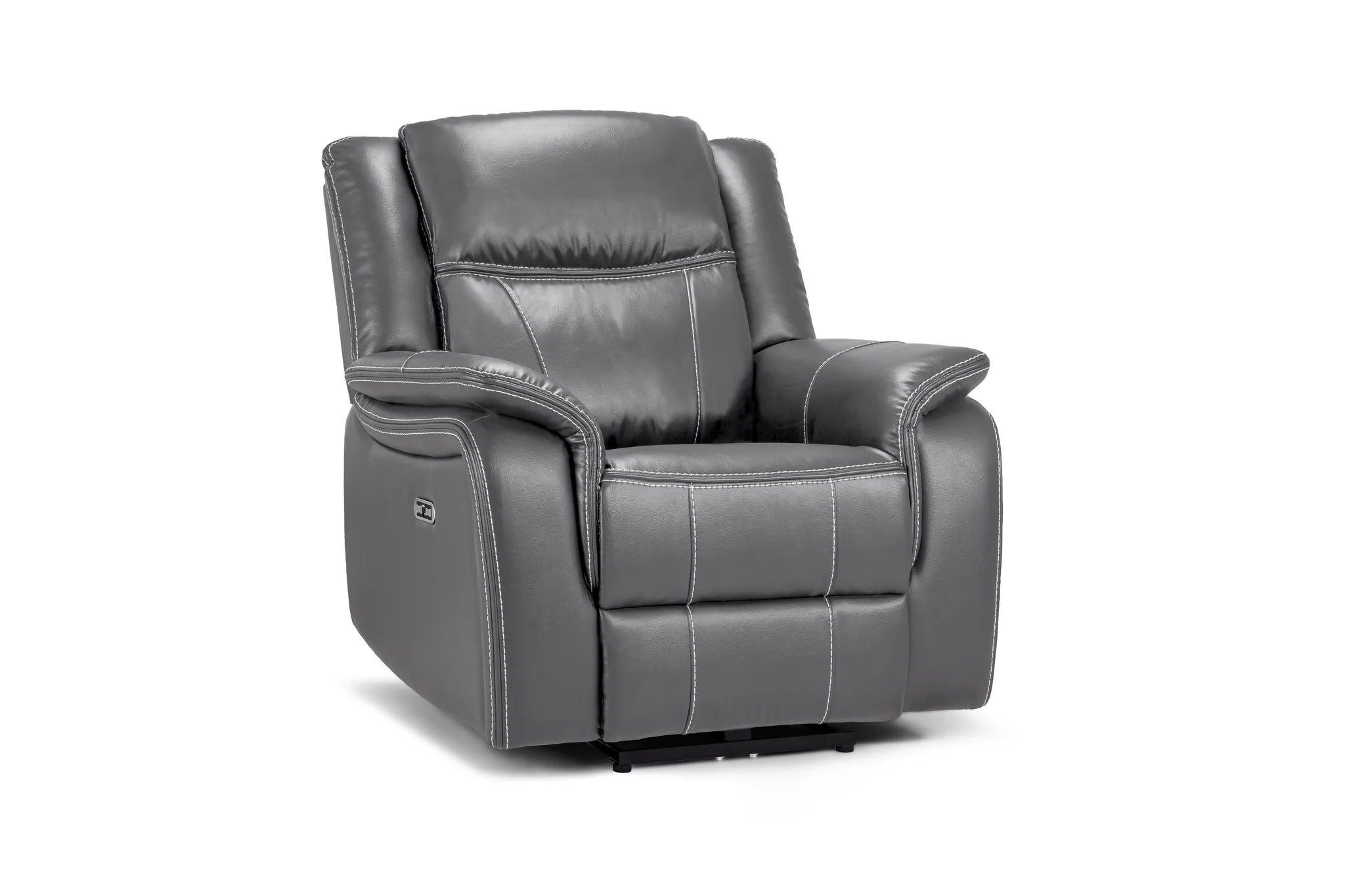 Galaxy Grey Leather Electric Recliner Armchair with Armrest - Home Furniture Interiors