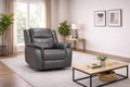 Galaxy Grey Leather Electric Recliner Armchair with Armrest - Home Furniture Interiors