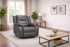 Galaxy Grey Leather Electric Recliner Armchair with Armrest - Home Furniture Interiors