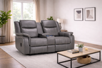 Galaxy Grey Leather 2 Seater Electric Recliner Sofa - Home Furniture Interiors