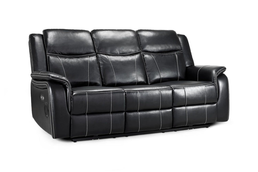Galaxy Black Leather 3 Seater Electric Recliner Sofa - Home Furniture Interiors