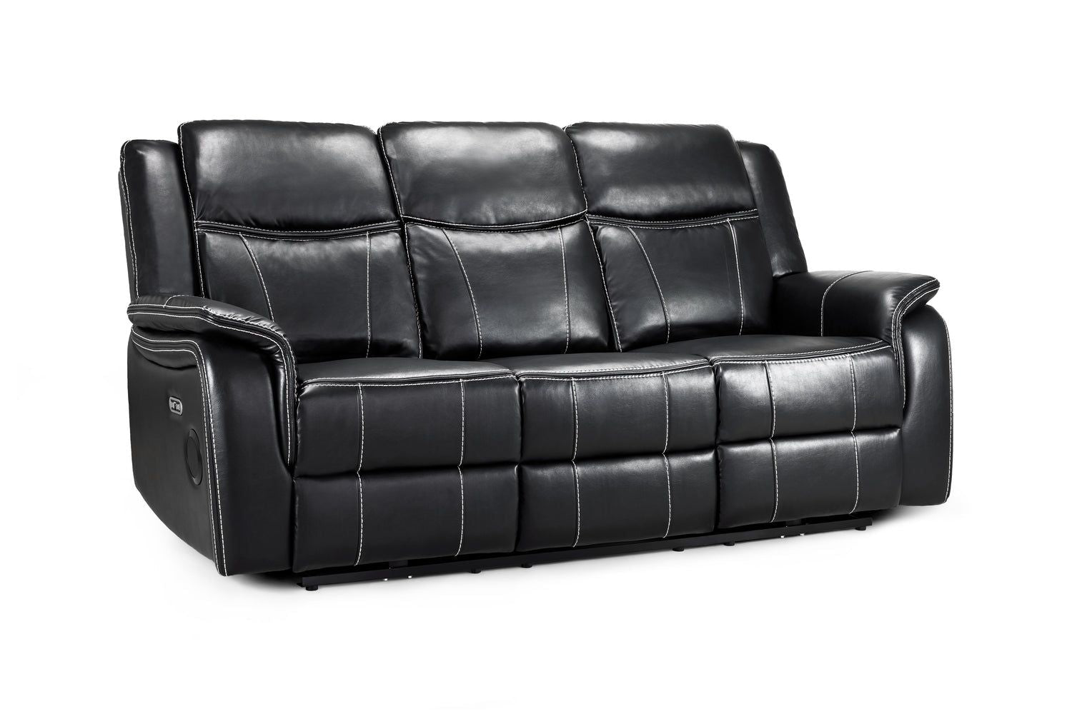 Galaxy Black Leather 3 Seater Electric Recliner Sofa - Home Furniture Interiors