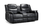 Galaxy Black Leather 2 Seater Electric Recliner Sofa - Home Furniture Interiors
