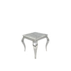 White Marble Effect Lamp Table with Chrome Curved Legs