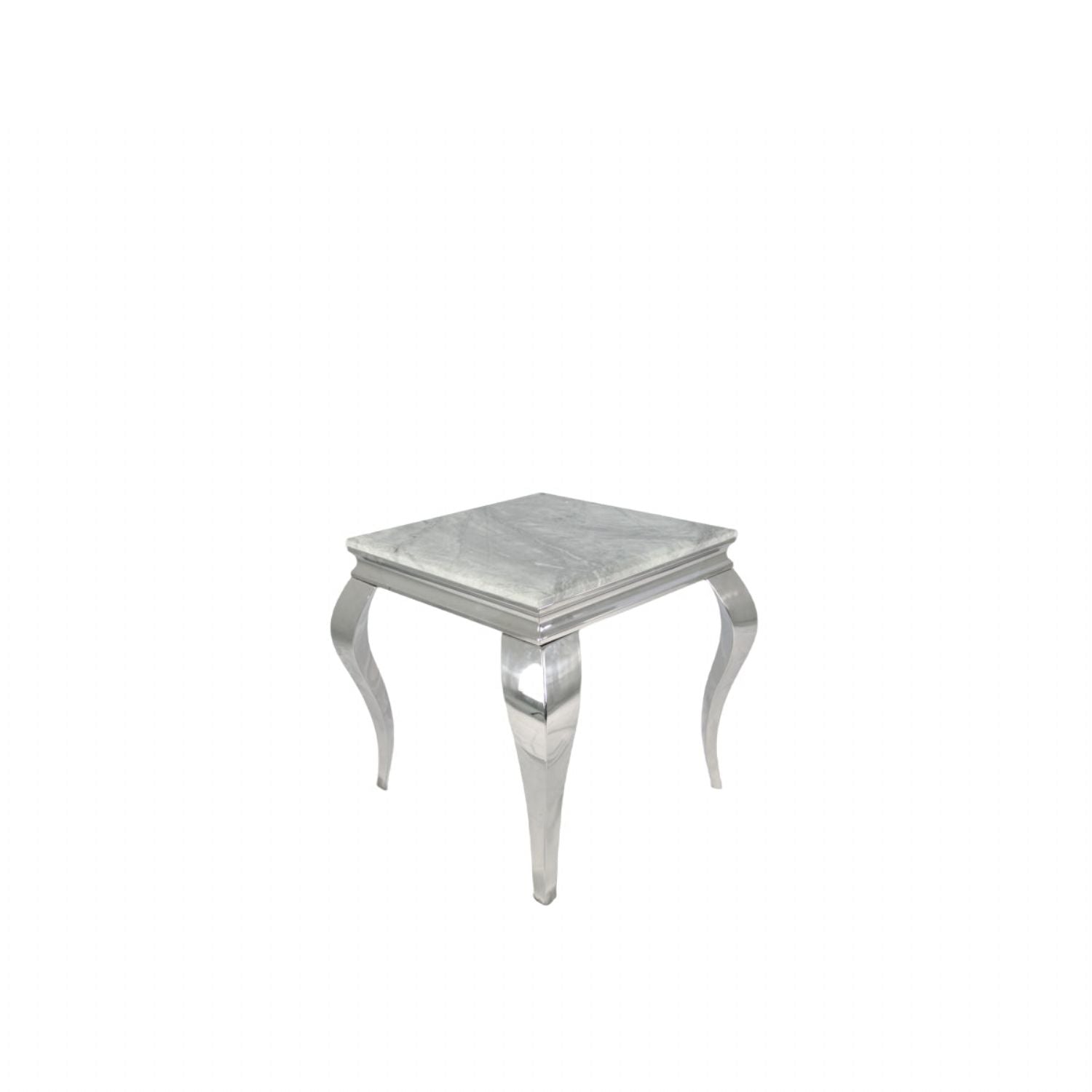 White Marble Effect Lamp Table with Chrome Curved Legs