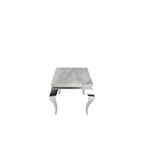 White Marble Effect Lamp Table with Chrome Curved Legs