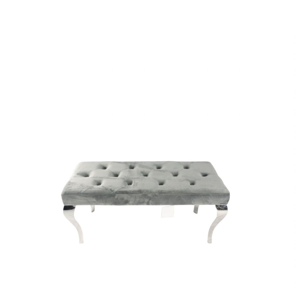 Dark Grey Velvet Upholstered 160cm Bench with Chrome Legs