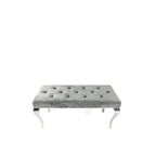 Dark Grey Velvet Upholstered 160cm Bench with Chrome Legs