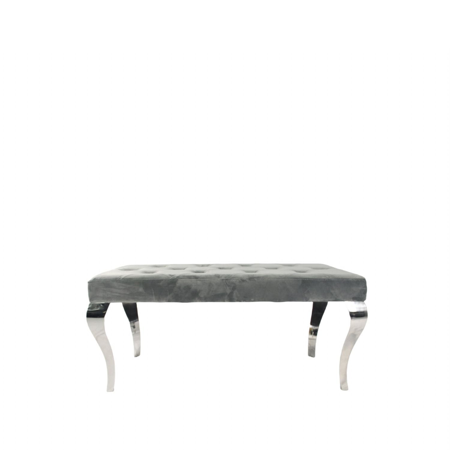 Dark Grey Velvet Upholstered 160cm Bench with Chrome Legs