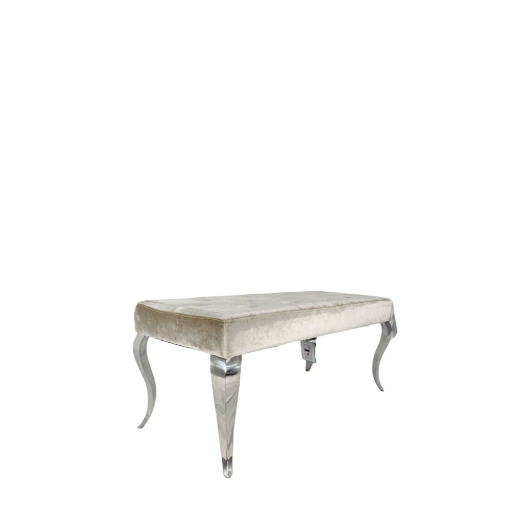 Shiny Mink Velvet Bench with Chrome Italian Style Legs 130cm