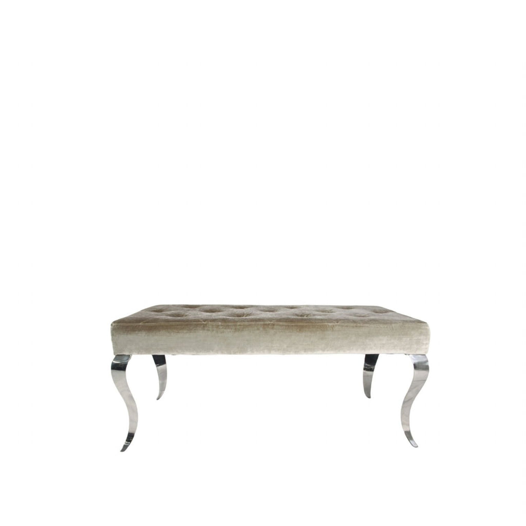Shiny Mink Velvet Bench with Chrome Italian Style Legs 130cm