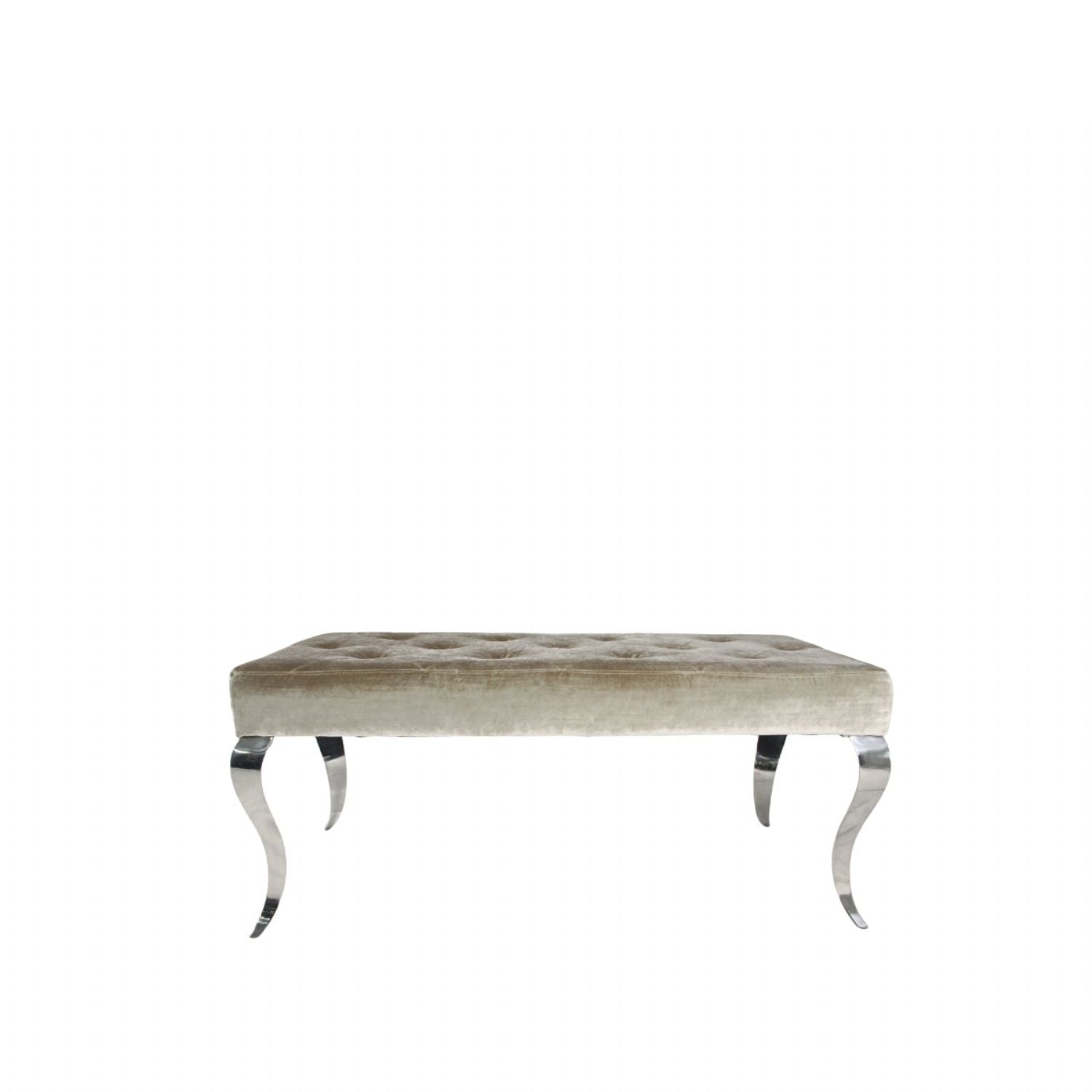 Shiny Mink Velvet Bench with Chrome Italian Style Legs 130cm