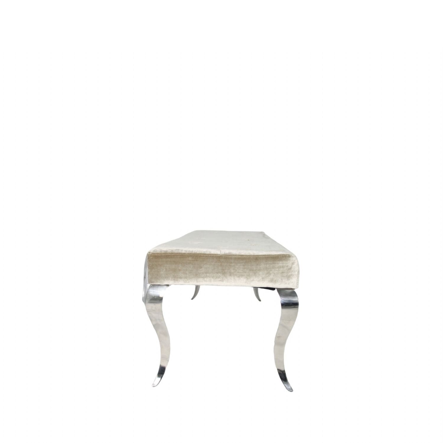 Shiny Mink Velvet Bench with Chrome Italian Style Legs 130cm