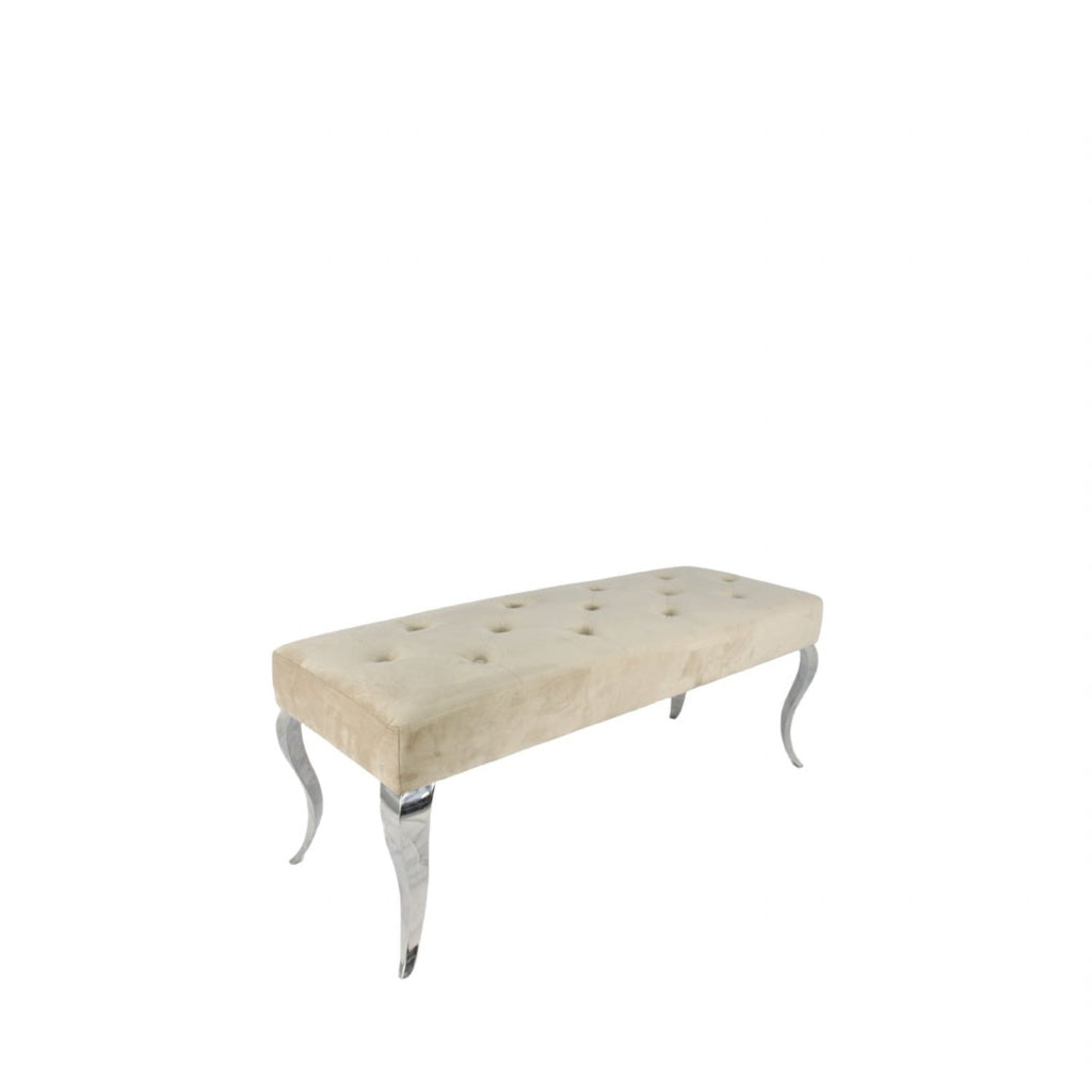 Plush Mink Velvet Bench with Chrome Italian Style Legs 130cm
