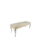 Plush Mink Velvet Bench with Chrome Italian Style Legs 130cm