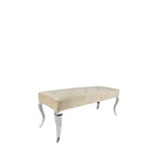 Plush Mink Velvet Bench with Chrome Italian Style Legs 130cm