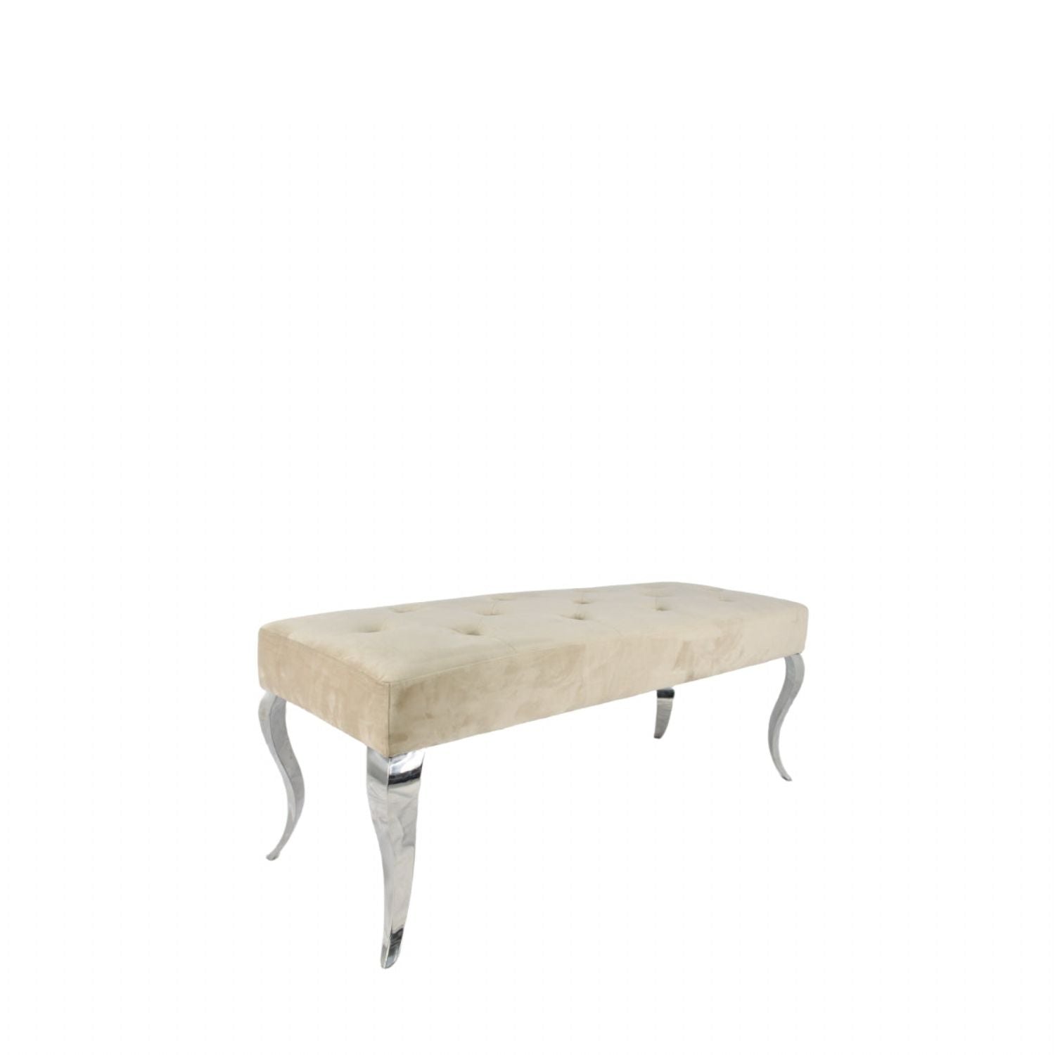 Plush Mink Velvet Bench with Chrome Italian Style Legs 130cm