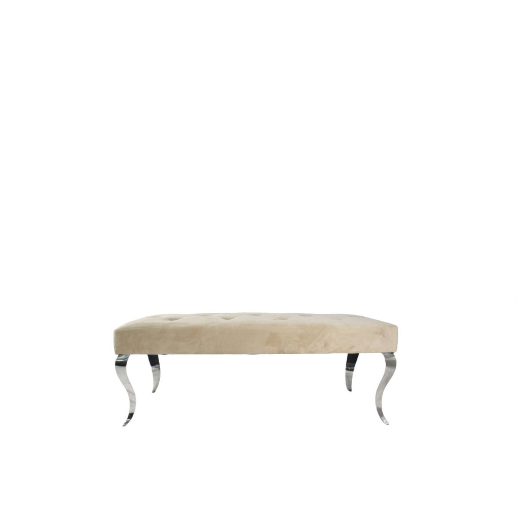 Plush Mink Velvet Bench with Chrome Italian Style Legs 130cm