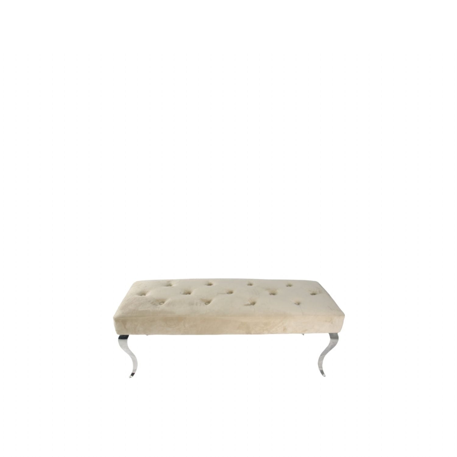 Plush Mink Velvet Bench with Chrome Italian Style Legs 130cm