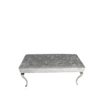 Silver Grey Shimmer Velvet Bench with Chrome Legs 160cm