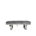 Dark Grey Velvet 180cm Bench with Chrome Circular Metal Base