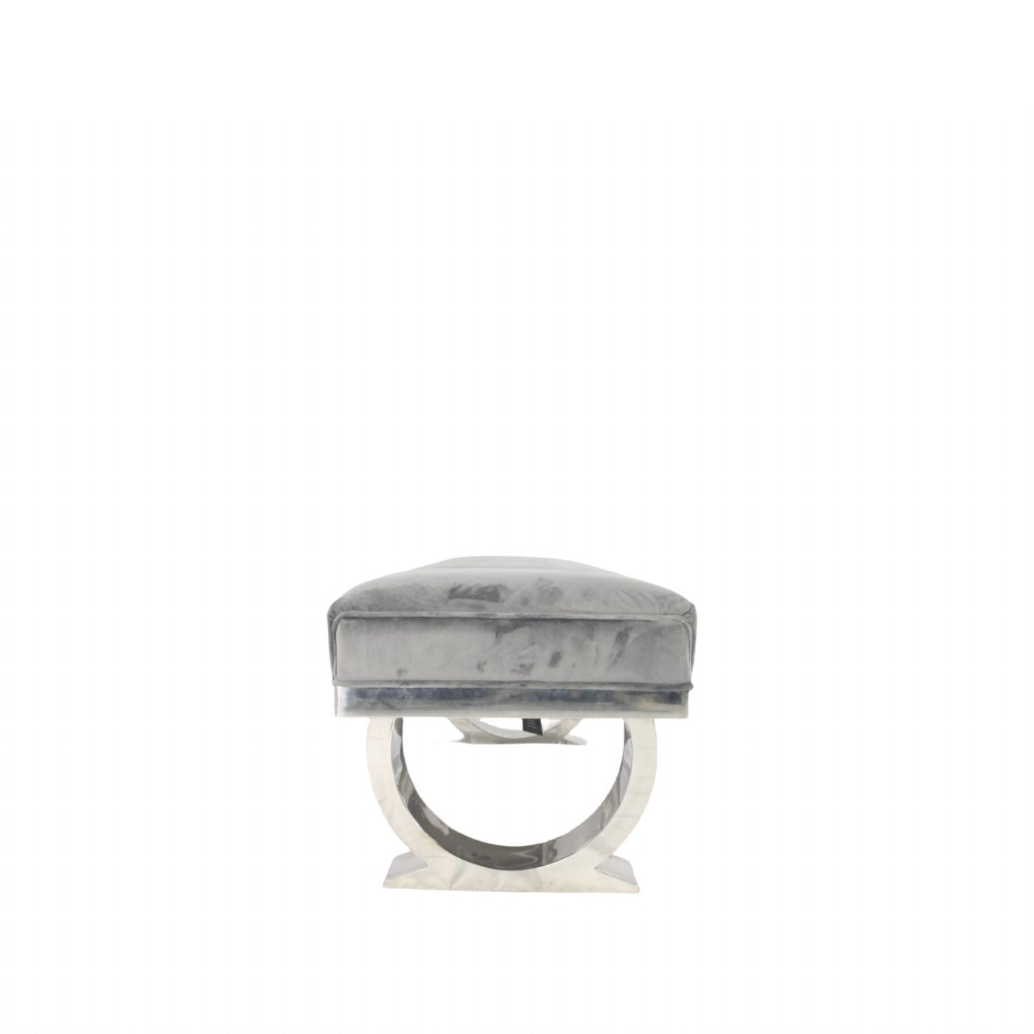 Dark Grey Velvet 180cm Bench with Chrome Circular Metal Base