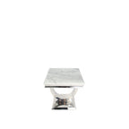 White Marble Effect Lamp Table with Chrome Pedestal Base