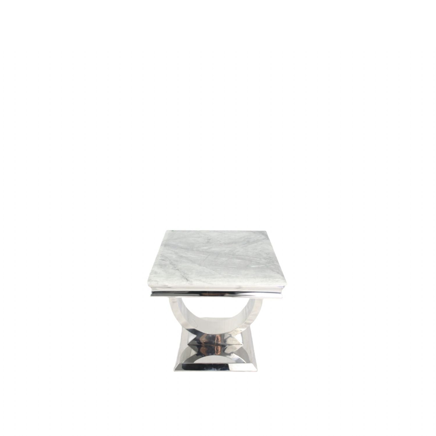 White Marble Effect Lamp Table with Chrome Pedestal Base