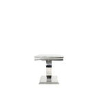 White Marble Effect Lamp Table with Chrome Pedestal Base