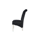 Crushed Black Velvet Dining Chair with Lion Knocker and Chrome Legs