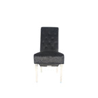 Crushed Black Velvet Dining Chair with Lion Knocker and Chrome Legs