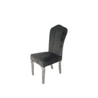Dark Grey Velvet Dining Chair with Chrome Metal Legs