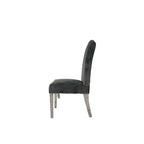 Dark Grey Velvet Dining Chair with Chrome Metal Legs