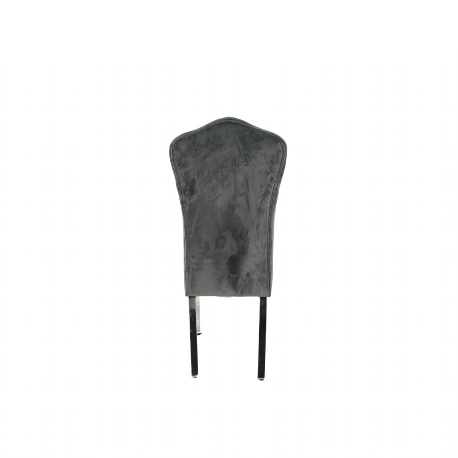 Dark Grey Velvet Dining Chair with Chrome Metal Legs
