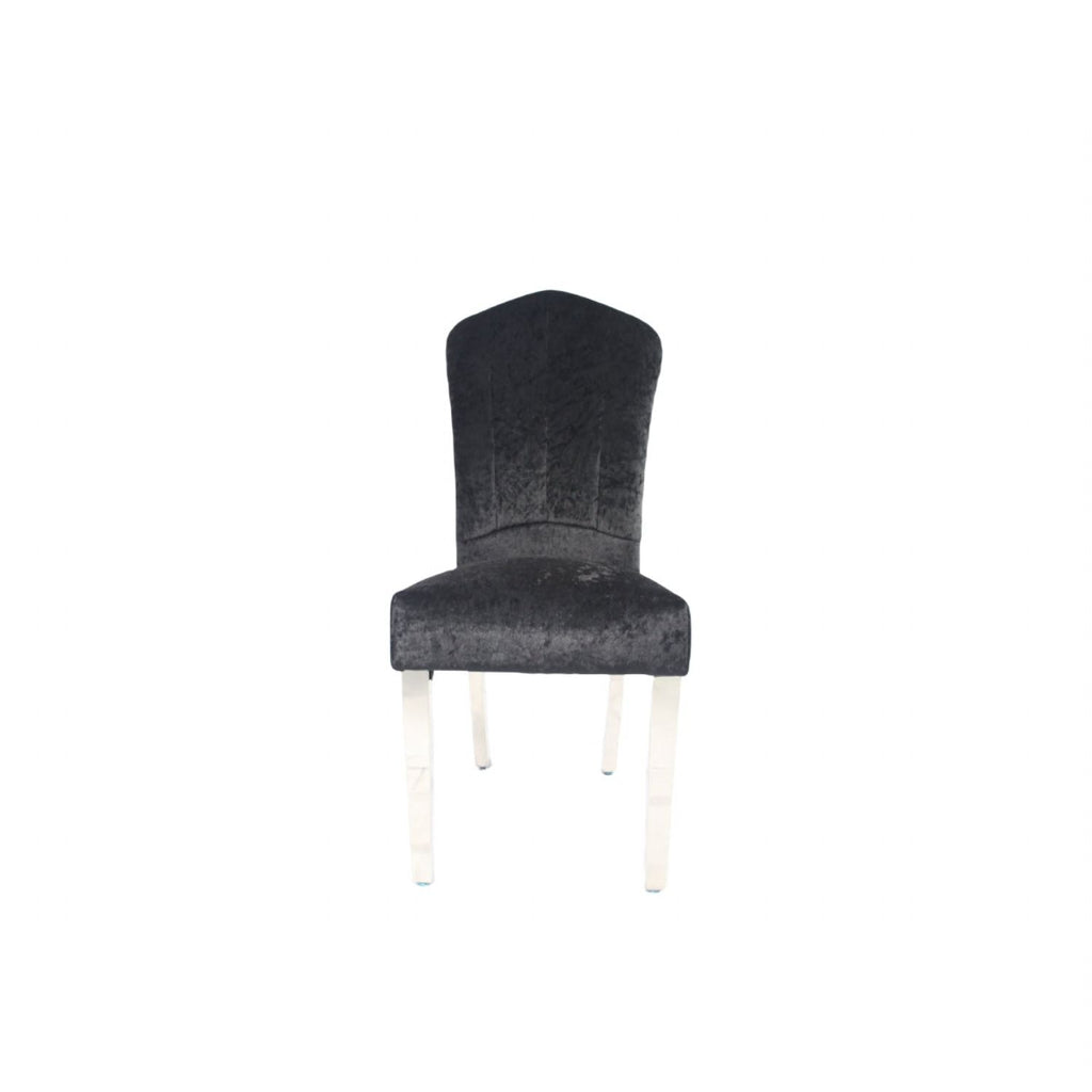 Black Crushed Velvet Dining Chair with Chrome Metal Legs