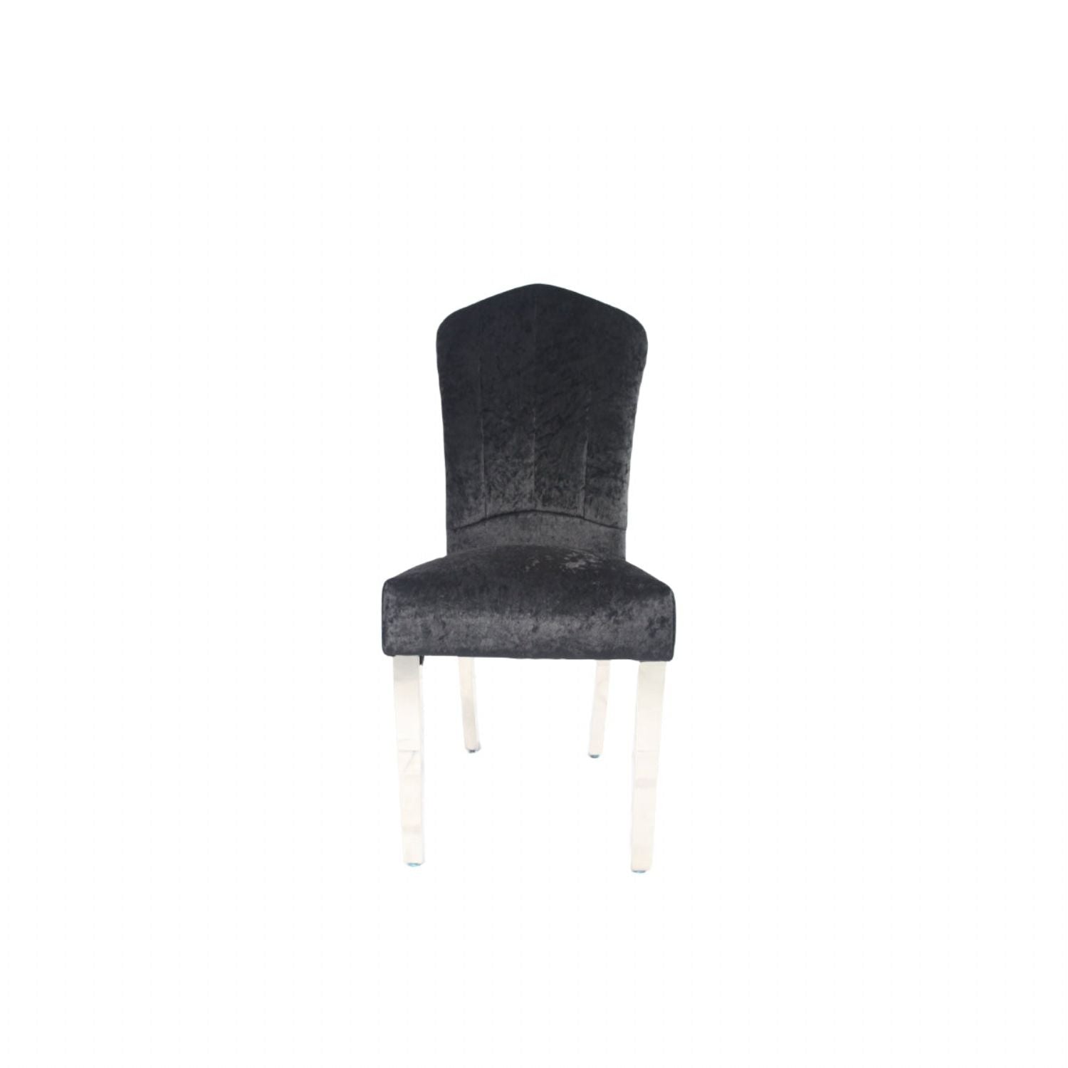 Black Crushed Velvet Dining Chair with Chrome Metal Legs