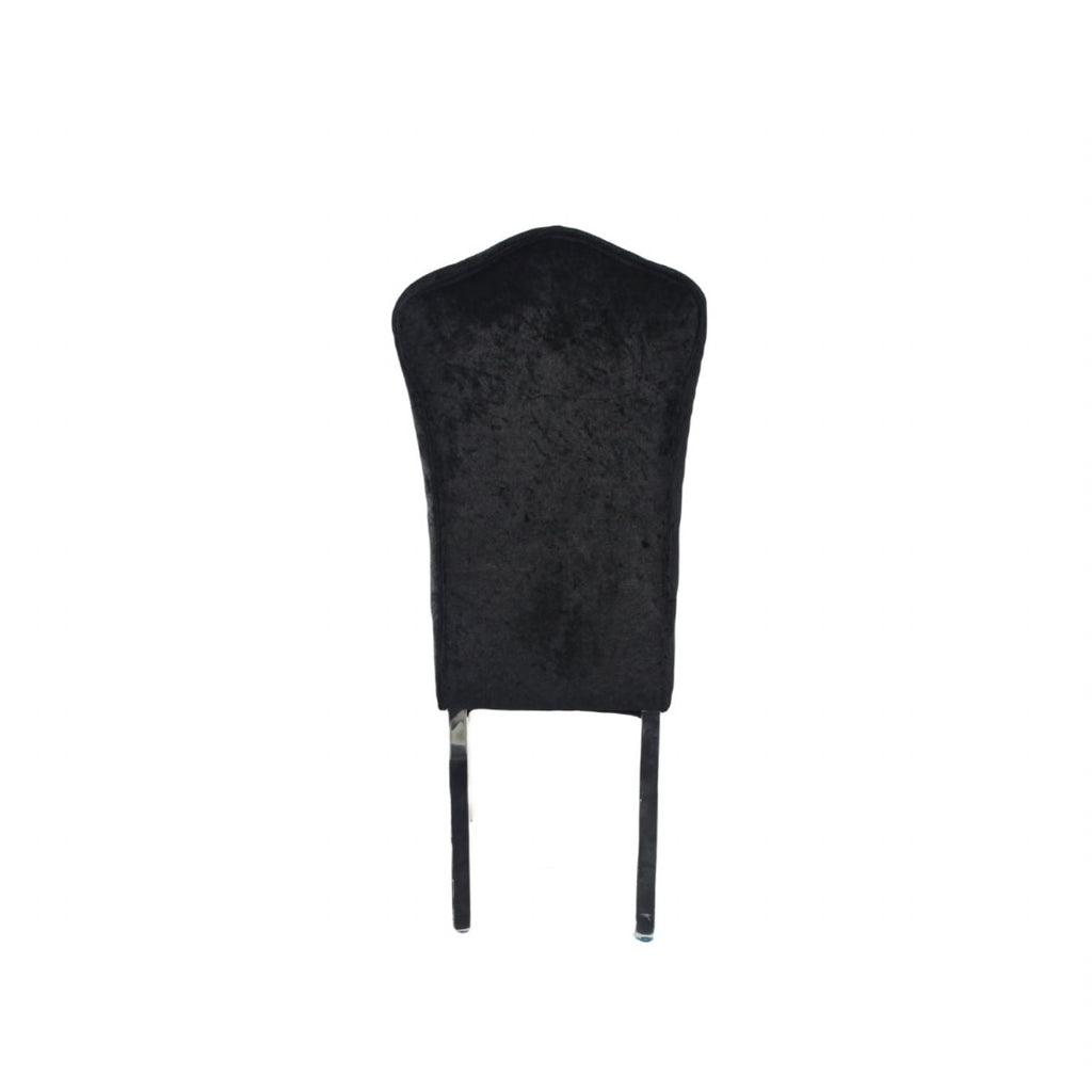 Black Crushed Velvet Dining Chair with Chrome Metal Legs