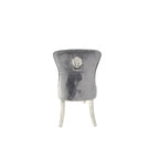 Dark Grey Velvet Dining Chair with Lion Knocker and Chrome Legs