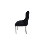 Black Velvet Dining Chair with Lion Knocker and Chrome Legs